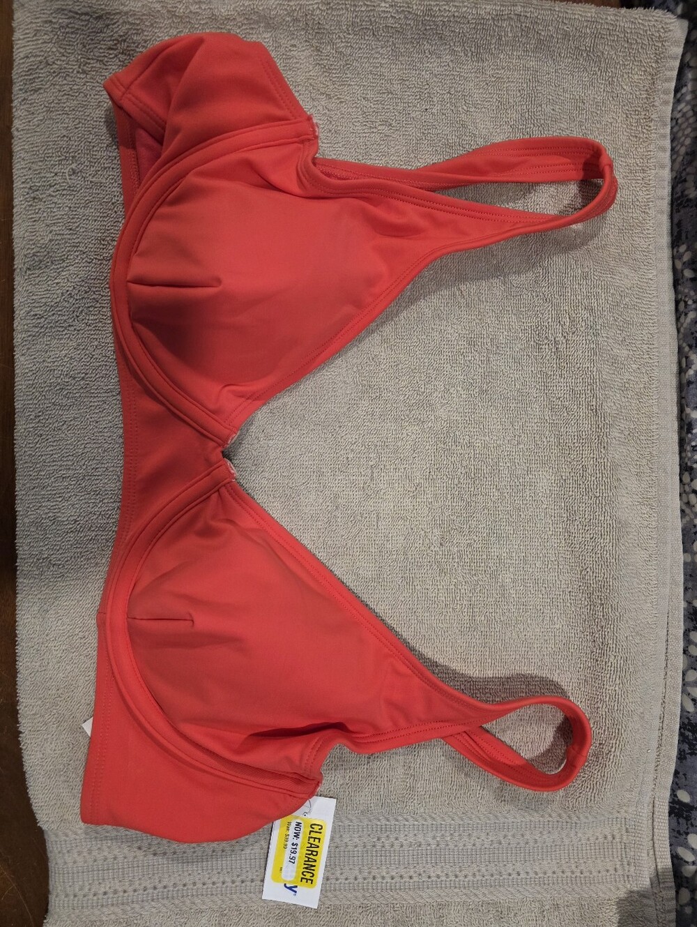 NWT Coral Red Freely Swim Bra Bikini Top with Underwire XL